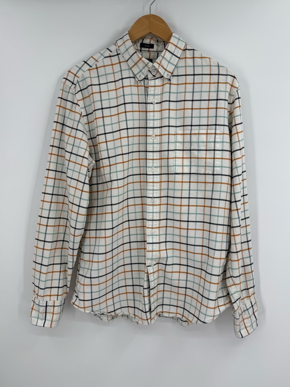 J.Crew Men's Tattersall Flex Oxford Shirt Slim | Oxford Roberts Copper S | L
